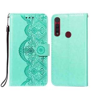 For Motorola Moto G8 Play Flower Vine Embossing Pattern Horizontal Flip Leather Case with Card Slot & Holder & Wallet & Lanyard(Green)