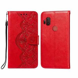 For Motorola Moto One Hyper Flower Vine Embossing Pattern Horizontal Flip Leather Case with Card Slot & Holder & Wallet & Lanyard(Red)