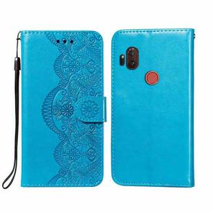 For Motorola Moto One Hyper Flower Vine Embossing Pattern Horizontal Flip Leather Case with Card Slot & Holder & Wallet & Lanyard(Blue)