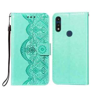 For Motorola Moto E(2020) / E7 Flower Vine Embossing Pattern Horizontal Flip Leather Case with Card Slot & Holder & Wallet & Lanyard(Green)