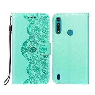 For Motorola Moto G8 Power Lite Flower Vine Embossing Pattern Horizontal Flip Leather Case with Card Slot & Holder & Wallet & Lanyard(Green)