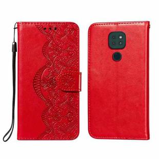 For Motorola Moto G9 Play / G9 Flower Vine Embossing Pattern Horizontal Flip Leather Case with Card Slot & Holder & Wallet & Lanyard(Red)