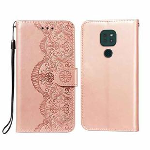 For Motorola Moto G9 Play / G9 Flower Vine Embossing Pattern Horizontal Flip Leather Case with Card Slot & Holder & Wallet & Lanyard(Rose Gold)