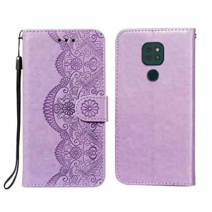 For Motorola Moto G9 Play / G9 Flower Vine Embossing Pattern Horizontal Flip Leather Case with Card Slot & Holder & Wallet & Lanyard(Purple)