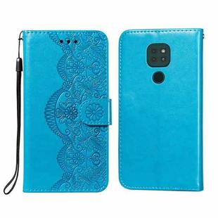 For Motorola Moto G9 Play / G9 Flower Vine Embossing Pattern Horizontal Flip Leather Case with Card Slot & Holder & Wallet & Lanyard(Blue)