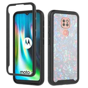 For Motorola Moto G9 Play 3 in 1 Card PC + TPU Shockproof Protective Case(White Shell Pattern)