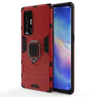 For OPPO Reno5 Pro+ PC + TPU Shockproof Protective Case with Magnetic Ring Holder(Red)