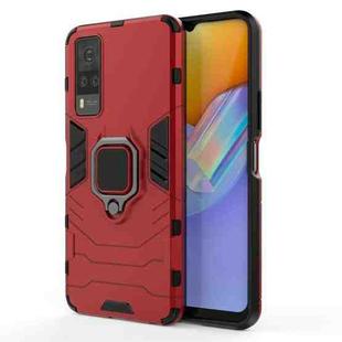 For Vivo Y51(2020 India) PC + TPU Shockproof Protective Case with Magnetic Ring Holder(Red)