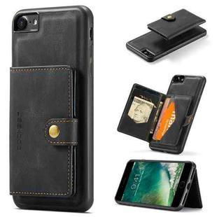 For iPhone SE 2022 / SE 2020 / 8 / 7 JEEHOOD Retro Magnetic Detachable Protective Case with Wallet & Card Slot & Holder(Black)