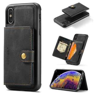 For iPhone X / XS JEEHOOD Retro Magnetic Detachable Protective Case with Wallet & Card Slot & Holder(Black)