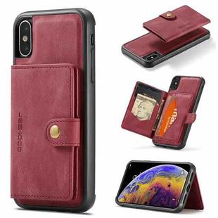 For iPhone X / XS JEEHOOD Retro Magnetic Detachable Protective Case with Wallet & Card Slot & Holder(Red)