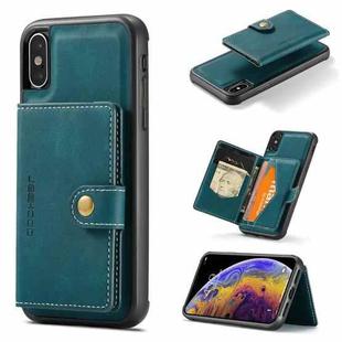 For iPhone X / XS JEEHOOD Retro Magnetic Detachable Protective Case with Wallet & Card Slot & Holder(Blue)