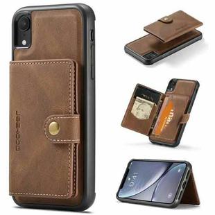For iPhone XR JEEHOOD Retro Magnetic Detachable Protective Case with Wallet & Card Slot & Holder(Brown)