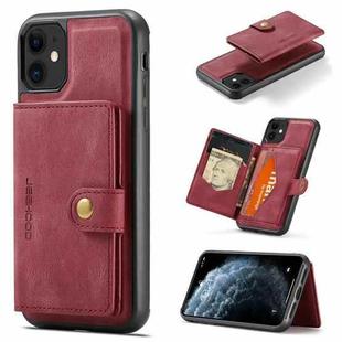 For iPhone 11 JEEHOOD Retro Magnetic Detachable Protective Case with Wallet & Card Slot & Holder (Red)