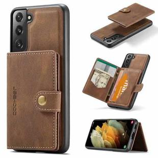 For Samsung Galaxy S21 5G JEEHOOD Retro Magnetic Detachable Protective Case with Wallet & Card Slot & Holder(Brown)