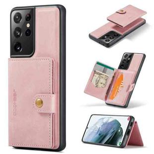 For Samsung Galaxy S21 Ultra 5G JEEHOOD Retro Magnetic Detachable Protective Case with Wallet & Card Slot & Holder(Pink)