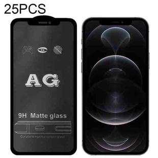 For iPhone 12 / 12 Pro 25pcs AG Matte Frosted Full Cover Tempered Glass Film