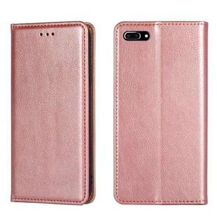 For iPhone 7 Plus / 8 Plus PU + TPU Gloss Oil Solid Color Magnetic Horizontal Flip Leather Case with Holder & Card Slot & Wallet(Gold)