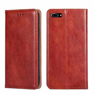 For iPhone 7 Plus / 8 Plus PU + TPU Gloss Oil Solid Color Magnetic Horizontal Flip Leather Case with Holder & Card Slot & Wallet(Brown)