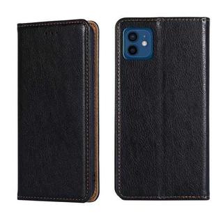 For iPhone 12 / 12 Pro PU + TPU Gloss Oil Solid Color Magnetic Horizontal Flip Leather Case with Holder & Card Slot & Wallet(Black)