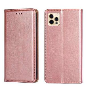 For iPhone 12 Pro Max PU + TPU Gloss Oil Solid Color Magnetic Horizontal Flip Leather Case with Holder & Card Slot & Wallet(Gold)