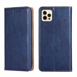 For iPhone 12 Pro Max PU + TPU Gloss Oil Solid Color Magnetic Horizontal Flip Leather Case with Holder & Card Slot & Wallet(Blue)