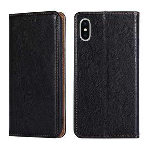 For iPhone X / XS PU + TPU Gloss Oil Solid Color Magnetic Horizontal Flip Leather Case with Holder & Card Slot & Wallet(Black)