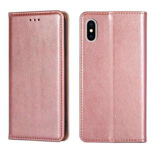 For iPhone X / XS PU + TPU Gloss Oil Solid Color Magnetic Horizontal Flip Leather Case with Holder & Card Slot & Wallet(Gold)