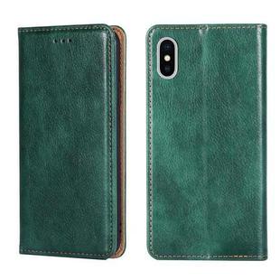 For iPhone X / XS PU + TPU Gloss Oil Solid Color Magnetic Horizontal Flip Leather Case with Holder & Card Slot & Wallet(Green)