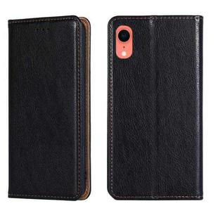 For iPhone XR PU + TPU Gloss Oil Solid Color Magnetic Horizontal Flip Leather Case with Holder & Card Slot & Wallet(Black)