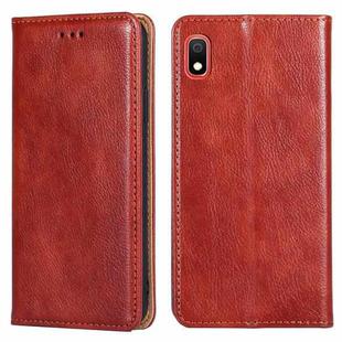 For Samsung Galaxy A10 PU + TPU Gloss Oil Solid Color Magnetic Horizontal Flip Leather Case with Holder & Card Slot & Wallet(Brown)
