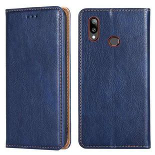 For Samsung Galaxy A10s PU + TPU Gloss Oil Solid Color Magnetic Horizontal Flip Leather Case with Holder & Card Slot & Wallet(Blue)