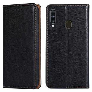 For Samsung Galaxy A20 PU + TPU Gloss Oil Solid Color Magnetic Horizontal Flip Leather Case with Holder & Card Slot & Wallet(Black)