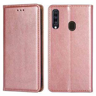 For Samsung Galaxy A20 PU + TPU Gloss Oil Solid Color Magnetic Horizontal Flip Leather Case with Holder & Card Slot & Wallet(Rose Gold)