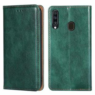 For Samsung Galaxy A20 PU + TPU Gloss Oil Solid Color Magnetic Horizontal Flip Leather Case with Holder & Card Slot & Wallet(Green)