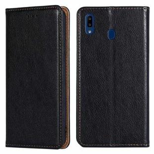 For Samsung Galaxy A20e PU + TPU Gloss Oil Solid Color Magnetic Horizontal Flip Leather Case with Holder & Card Slot & Wallet(Black)