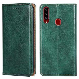 For Samsung Galaxy A20s PU + TPU Gloss Oil Solid Color Magnetic Horizontal Flip Leather Case with Holder & Card Slot & Wallet(Green)