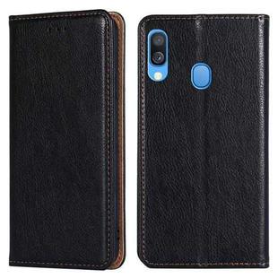 For Samsung Galaxy A40 PU + TPU Gloss Oil Solid Color Magnetic Horizontal Flip Leather Case with Holder & Card Slot & Wallet(Black)