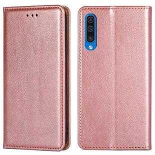 For Samsung Galaxy A50 PU + TPU Gloss Oil Solid Color Magnetic Horizontal Flip Leather Case with Holder & Card Slot & Wallet(Rose Gold)
