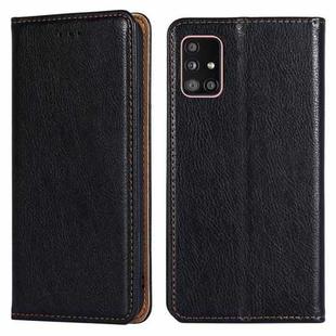 For Samsung Galaxy A51 5G PU + TPU Gloss Oil Solid Color Magnetic Horizontal Flip Leather Case with Holder & Card Slot & Wallet(Black)
