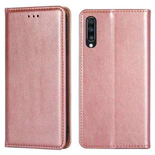 For Samsung Galaxy A70 PU + TPU Gloss Oil Solid Color Magnetic Horizontal Flip Leather Case with Holder & Card Slot & Wallet(Rose Gold)