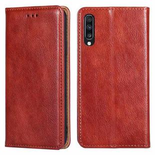 For Samsung Galaxy A70 PU + TPU Gloss Oil Solid Color Magnetic Horizontal Flip Leather Case with Holder & Card Slot & Wallet(Brown)
