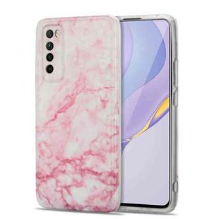 For Huawei Nova 7 5G TPU Glossy Marble Pattern IMD Protective Case(Light Pink)