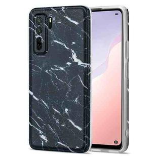 For Huawei Nova 7 SE TPU Glossy Marble Pattern IMD Protective Case(Black)