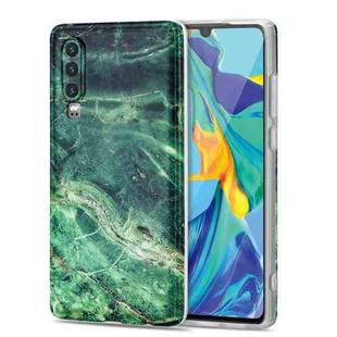 For Huawei P30 TPU Glossy Marble Pattern IMD Protective Case(Emerald Green)
