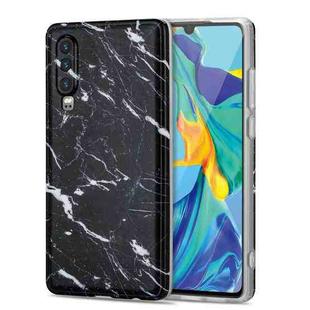 For Huawei P30 TPU Glossy Marble Pattern IMD Protective Case(Black)
