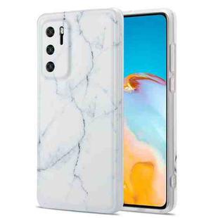 For Huawei P40 TPU Glossy Marble Pattern IMD Protective Case(White)
