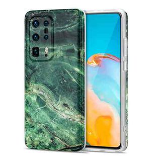 For Huawei P40 Pro+ TPU Glossy Marble Pattern IMD Protective Case(Emerald Green)
