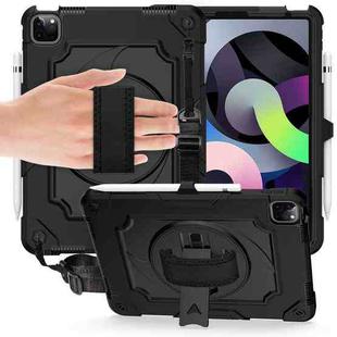 360 Degree Rotation Turntable Contrast Color Robot Shockproof Silicone + PC Protective Case with Holder For iPad Air 2022 / 2020 10.9 / Pro 11 (2020)(Black)