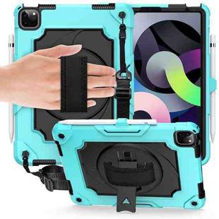 360 Degree Rotation Turntable Contrast Color Robot Shockproof Silicone + PC Protective Case with Holder For iPad Air 2022 / 2020 10.9 / Pro 11 (2020)(Mint Green + Black)